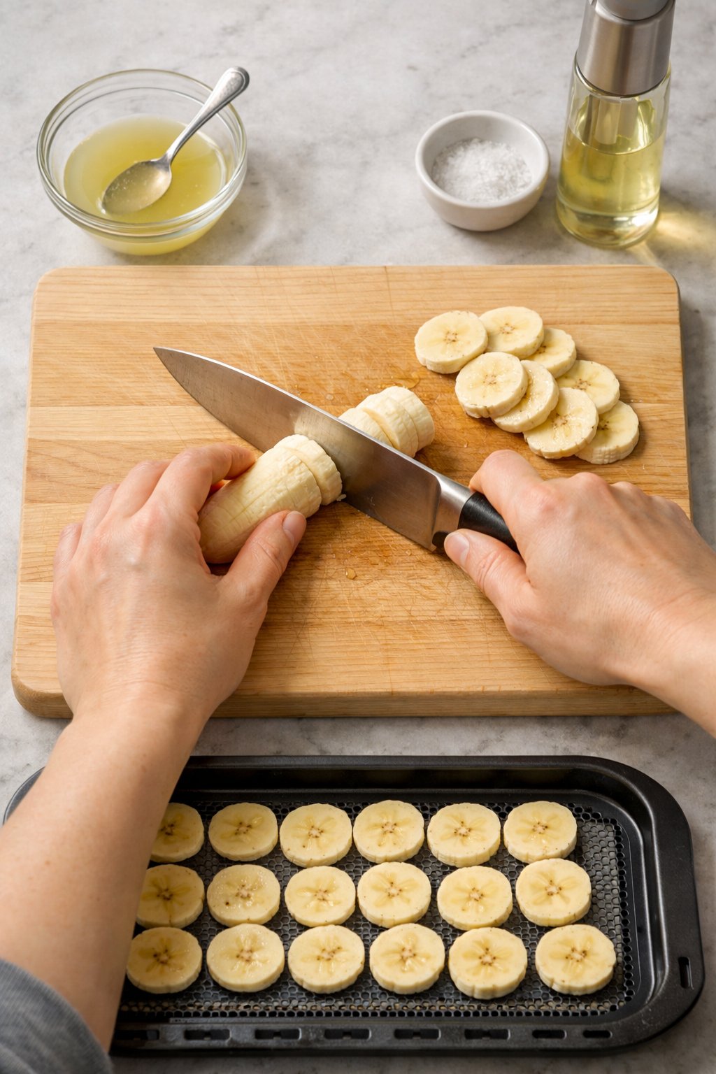 Air Fryer Banana Chips process image