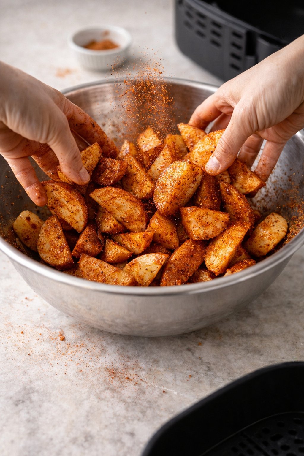 Air Fryer Paprika Potatoes process image