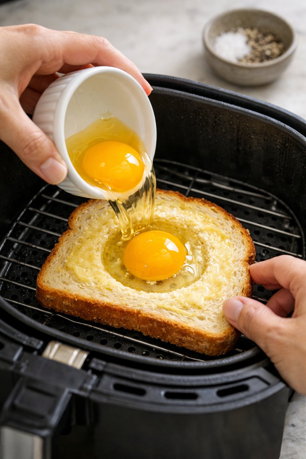 Air Fryer Egg Toast process image