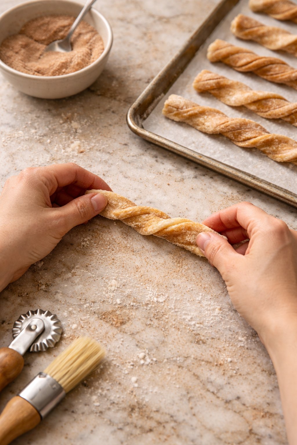 Air Fryer Cinnamon Twists process image