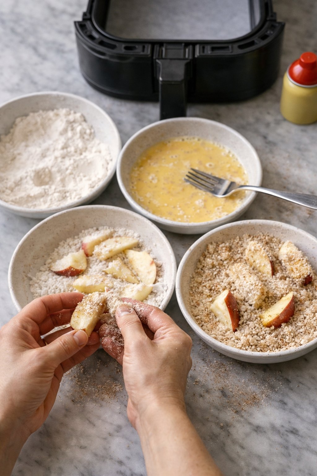 Crispy Air Fryer Apple Fries Recipe Easy and Delicious process image