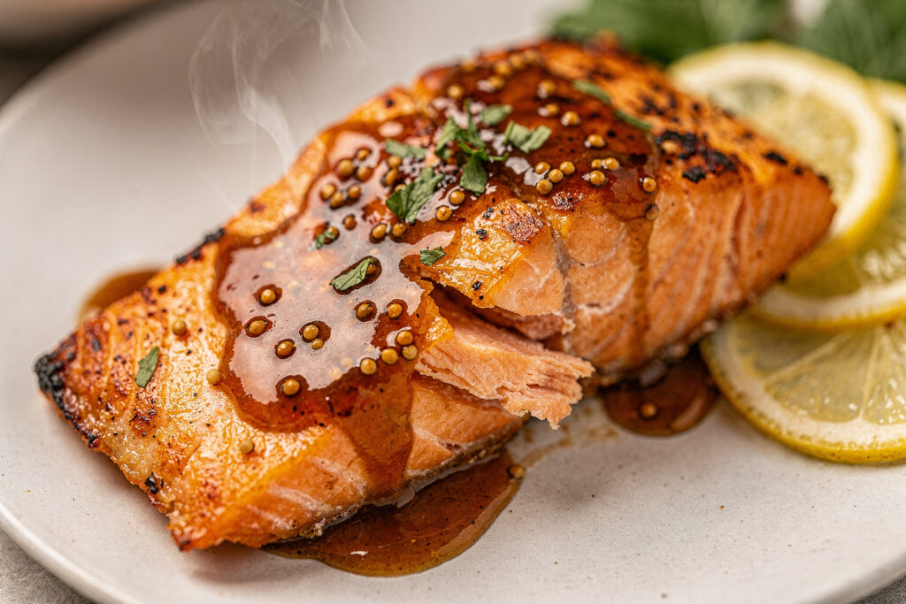 Quick Air Fryer Salmon Recipe with Easy Maple Dijon Glaze featured image