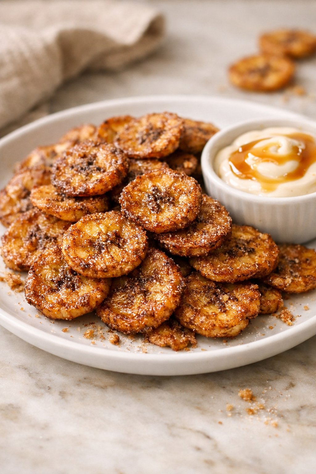 Cinnamon Sugar Air Fryer Banana Chips recipe card