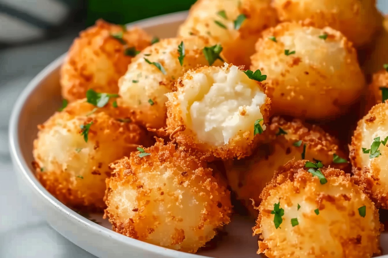 Air Fryer Cheesy Mashed Potato Balls recipe card
