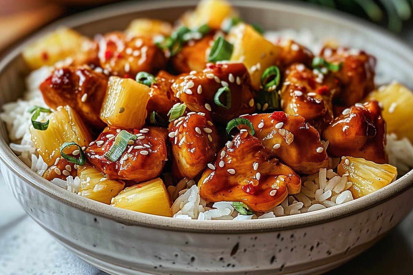 Pineapple Chicken and Rice recipe card