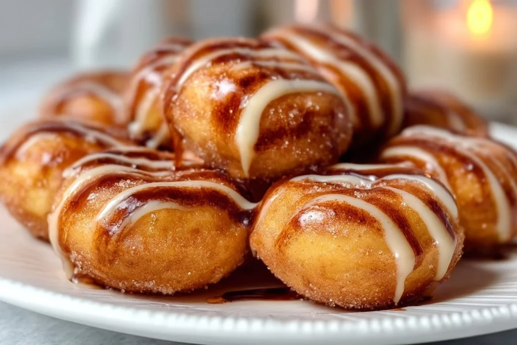 Delicious 2 ingredient air fryer donut bites ready to enjoy