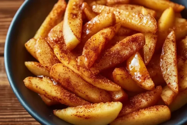 Delicious air fryer apple fries golden and crispy