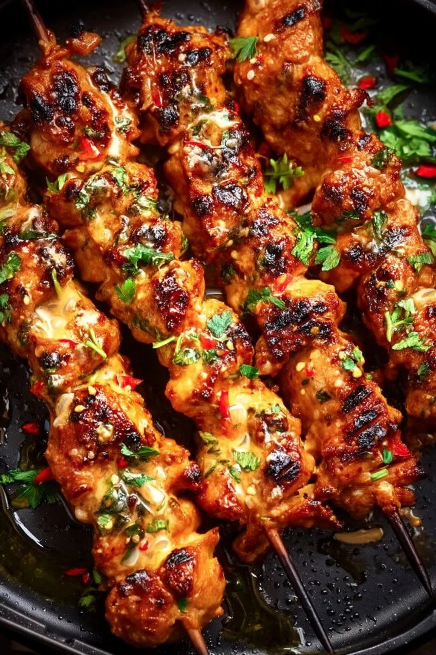 Air Fryer Bang Bang Chicken Skewers