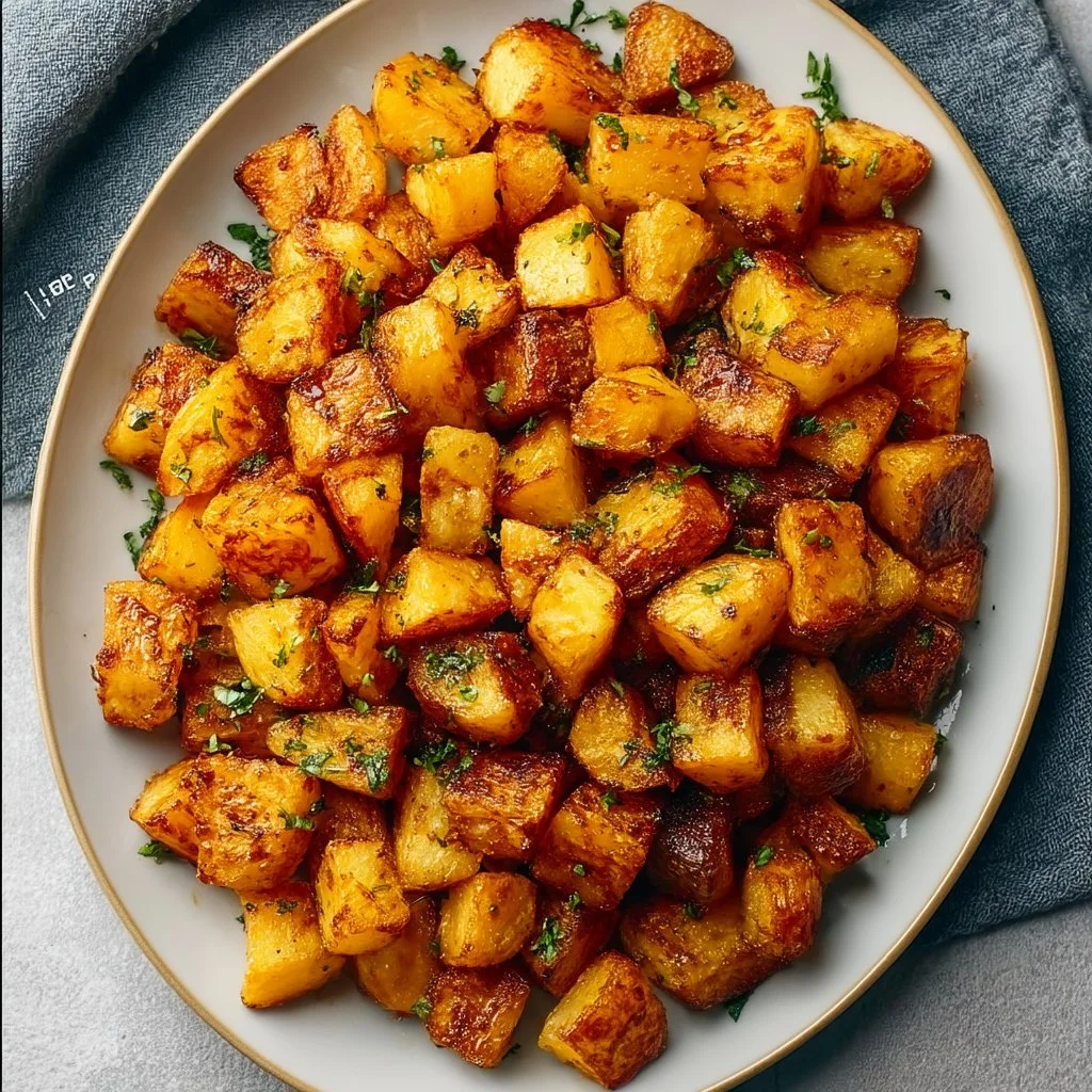 Crispy air fryer breakfast potatoes served on a plate