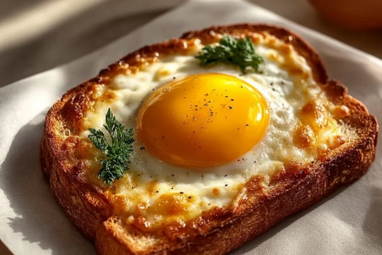 Air Fryer Cheesy Egg Toast with melted cheese on crispy toast