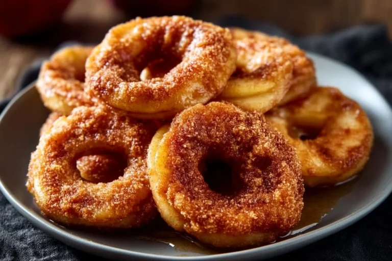 Air fryer cinnamon apple rings ready to enjoy as a sweet treat