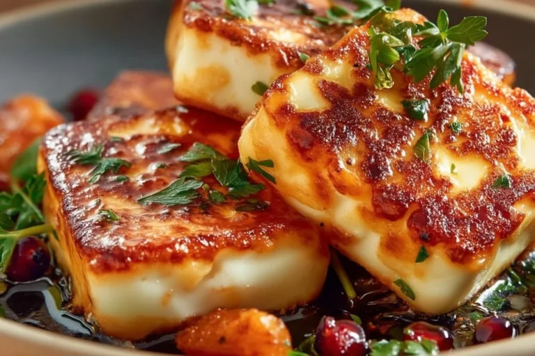 Crispy Air Fryer Halloumi cheese served as a snack or appetizer