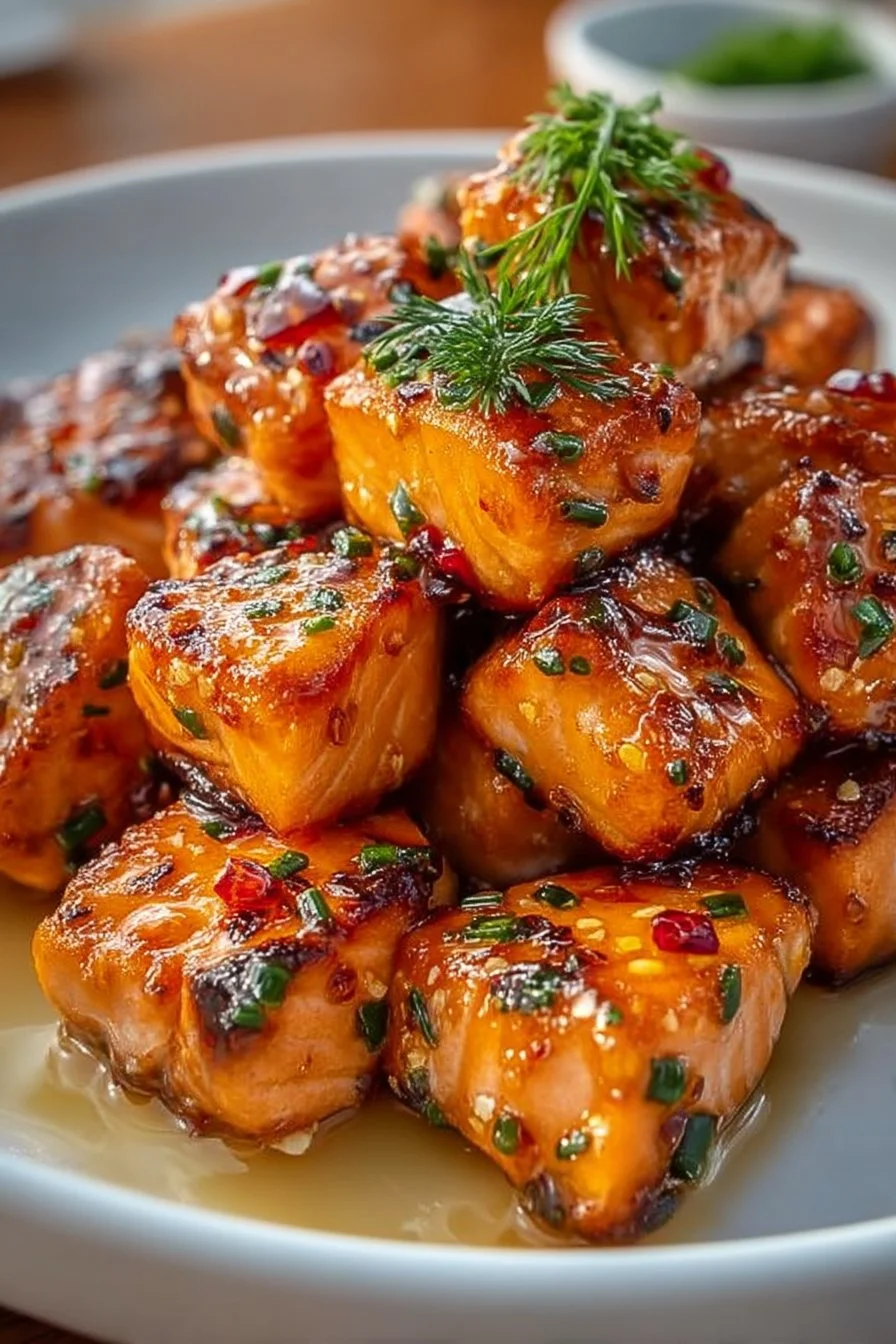 Air Fryer Honey Garlic Salmon Bites