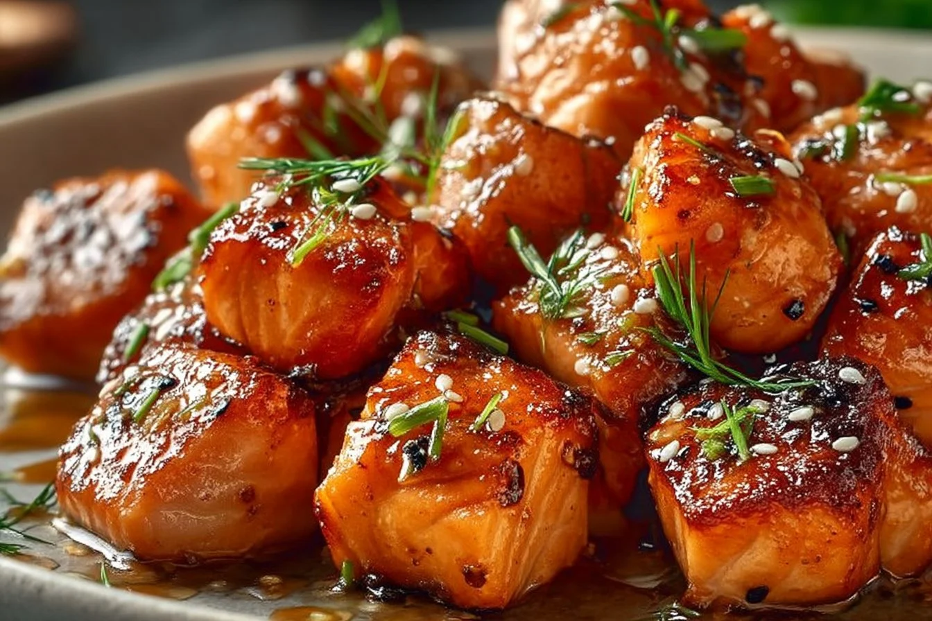 Air Fryer Honey Garlic Salmon Bites