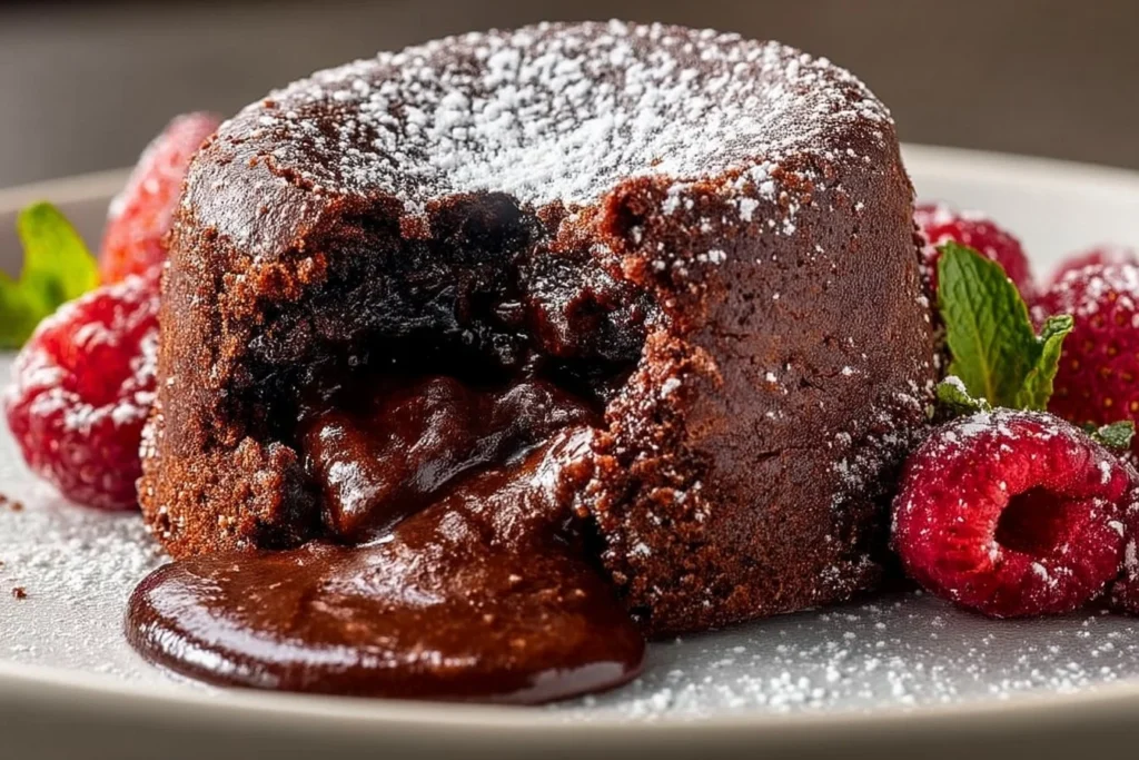Decadent air fryer lava cake with molten chocolate center