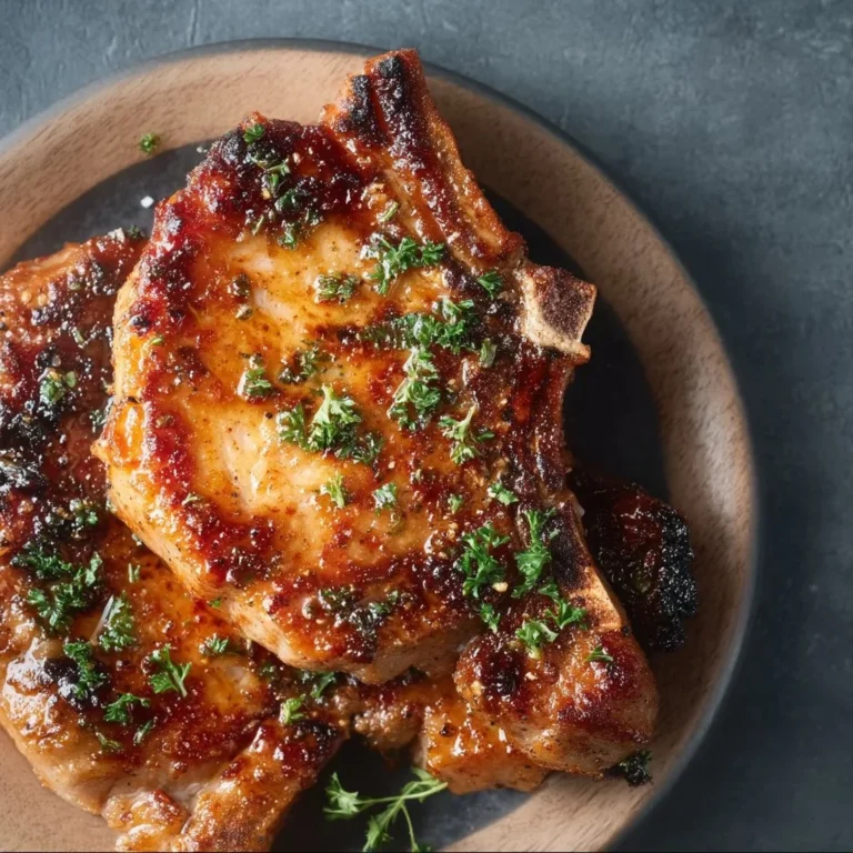 Delicious air fryer pork chops served with herbs and spices