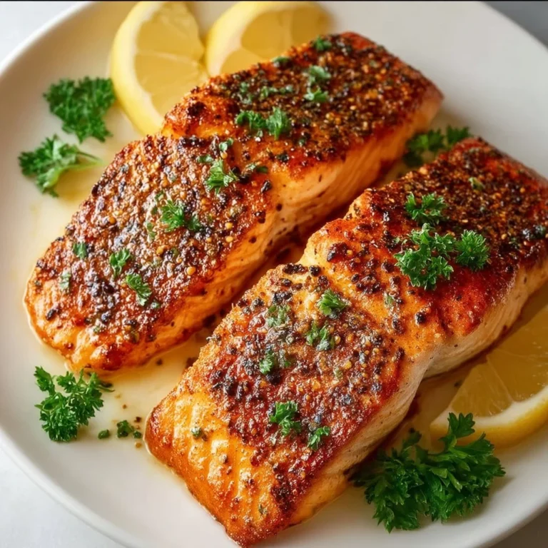 Delicious air fryer salmon served with fresh herbs and lemon slices