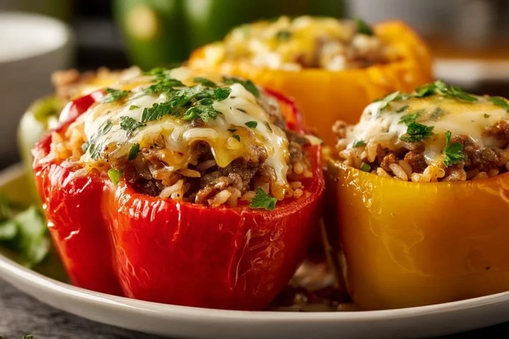 Air Fryer Stuffed Peppers filled with flavorful ingredients