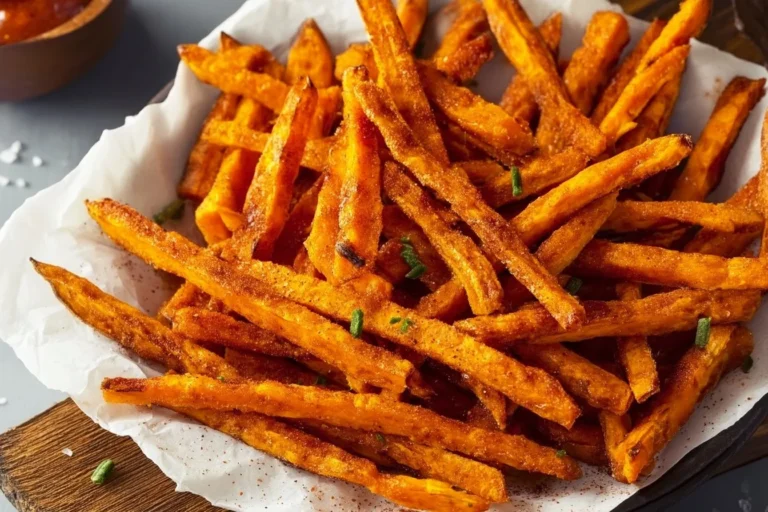 Crispy air fryer sweet potato fries served in a bowl.
