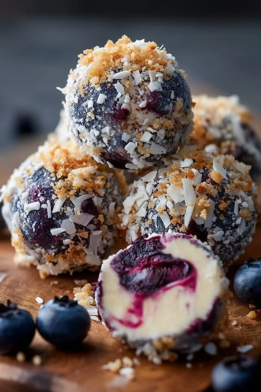 Creamy Blueberry Cheesecake Protein Balls