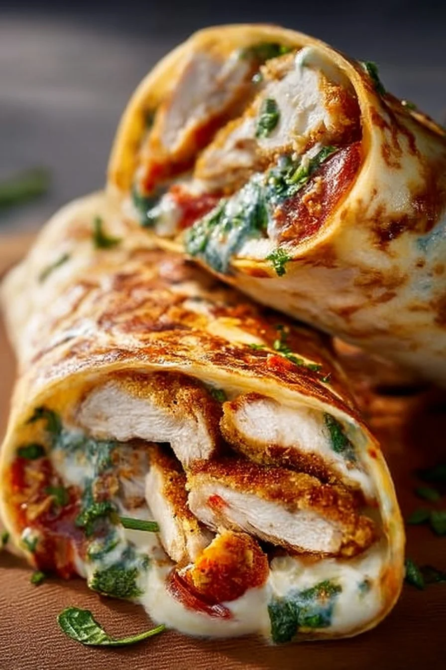 Crispy Air-Fried Chicken and Mozzarella Wrap