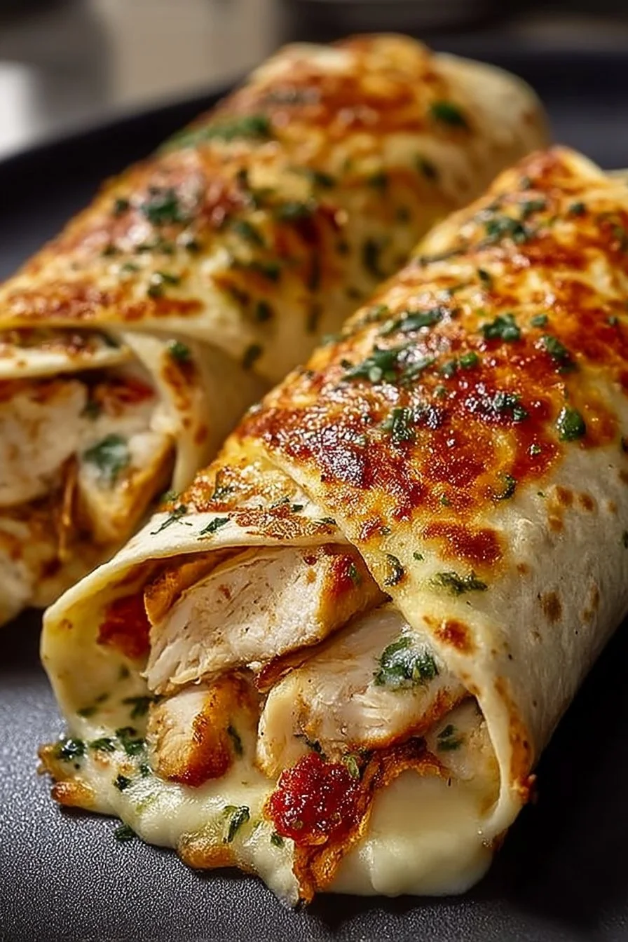 Crispy Air Fryer Chicken & Mozzarella Wraps