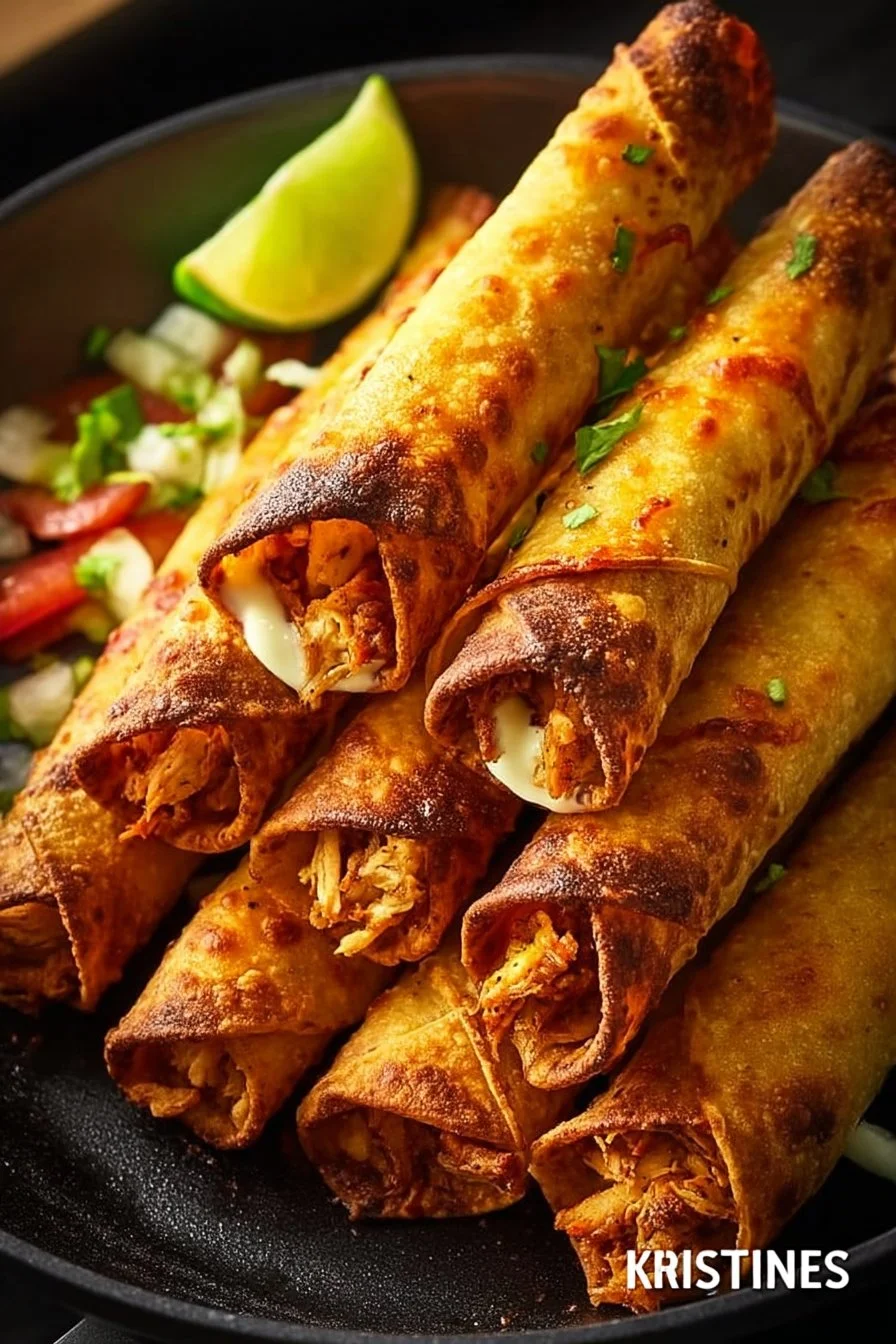Crispy Air Fryer Chicken Taquitos