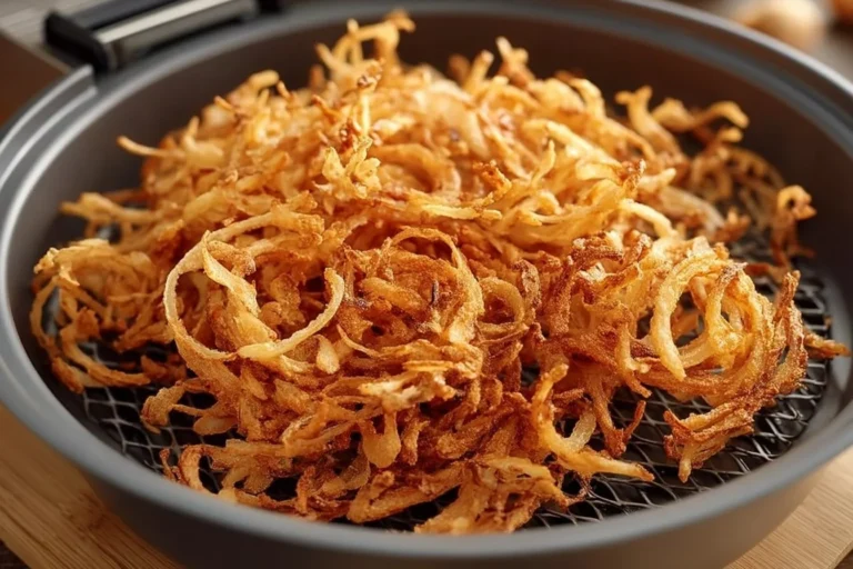 Plate of crispy air-fryer onions for a tasty topping