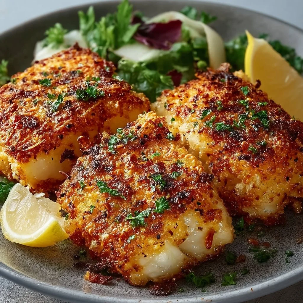 Crispy Air Fryer Parmesan Crusted Cod