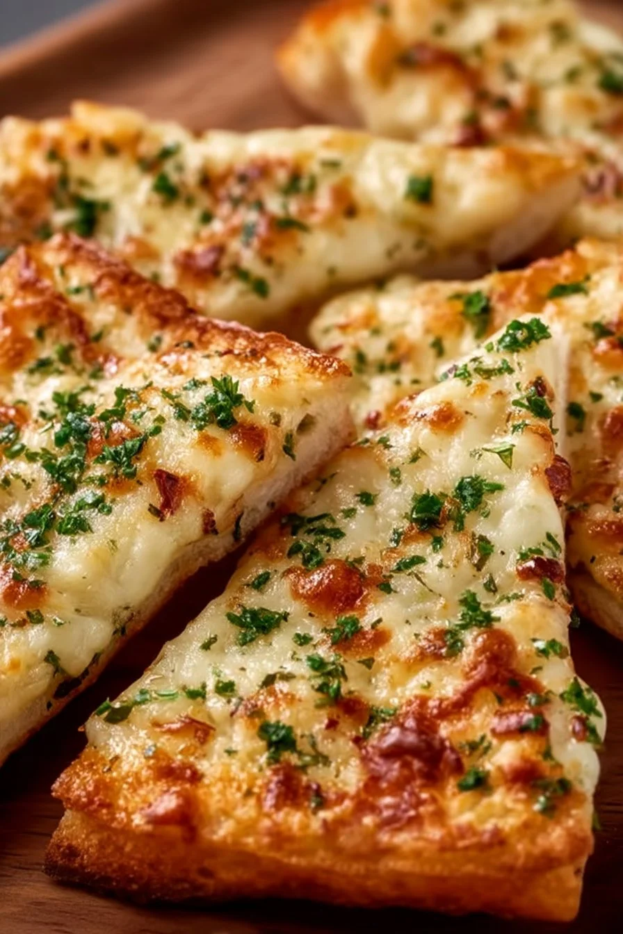 Crispy Garlic Bread with Cheese on Tortillas