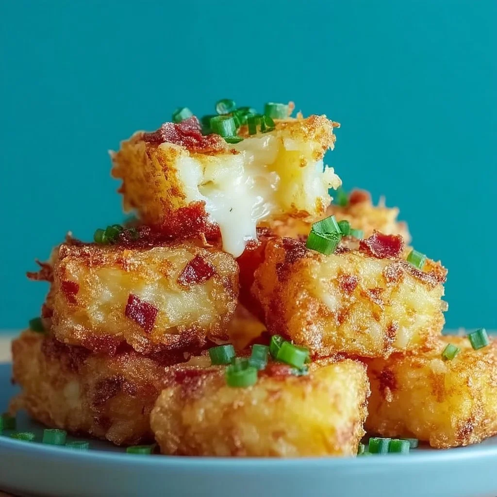 Crispy loaded hashbrown bites served with dipping sauce
