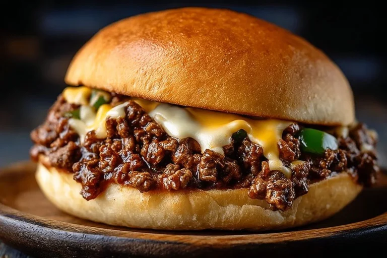 Gordon Ramsay's cheesesteak sloppy joes on a plate, garnished with fresh herbs.