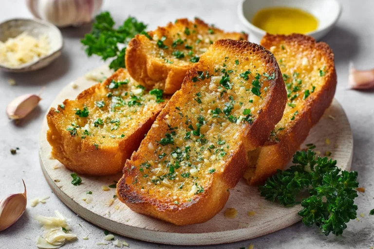 Homemade air fryer garlic bread served warm with herbs and butter.