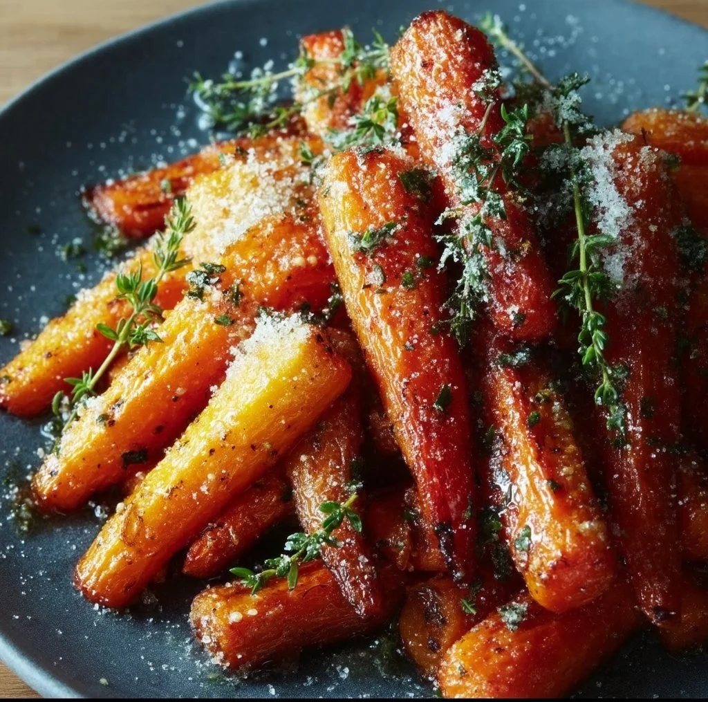 Honey-glazed air fryer carrots served in a dish