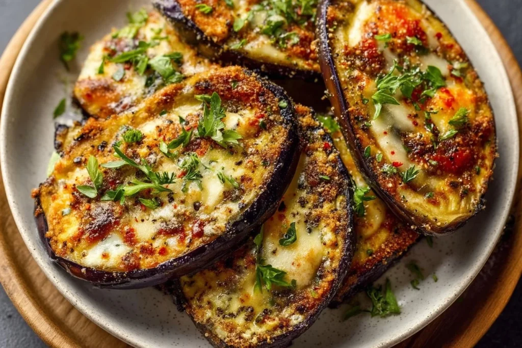 Crispy air fryer eggplant slices prepared for a healthy meal