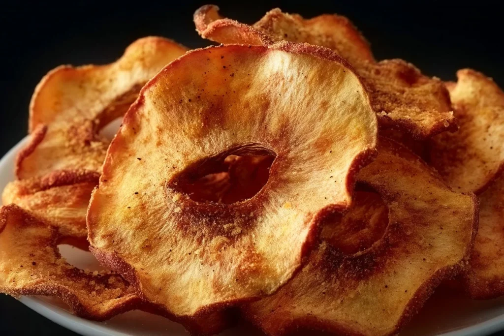 Healthy low calorie apple chips for guilt-free snacking.