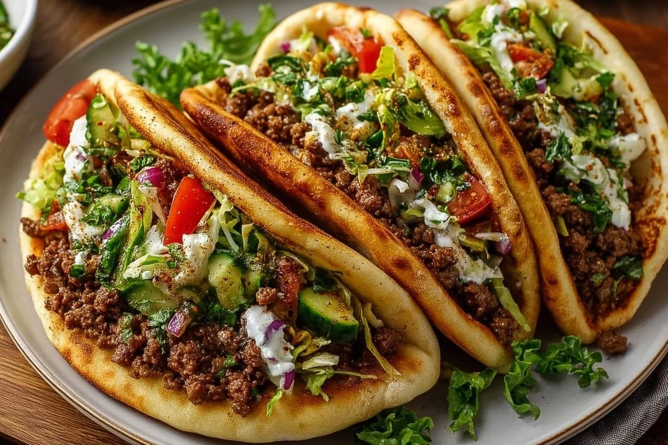 Mediterranean Ground Beef Pita Pockets