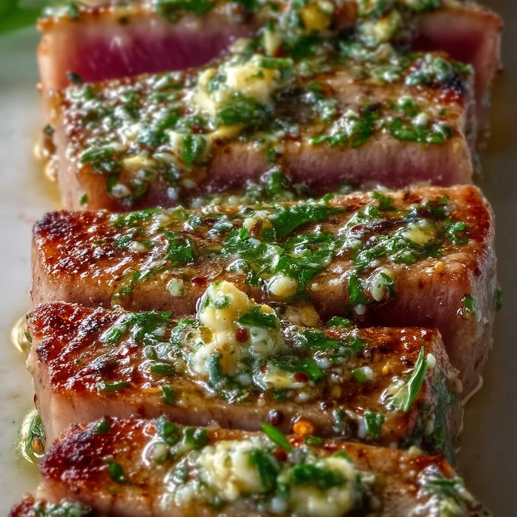 Pan-Seared Tuna Steaks with Garlic Herb Butter