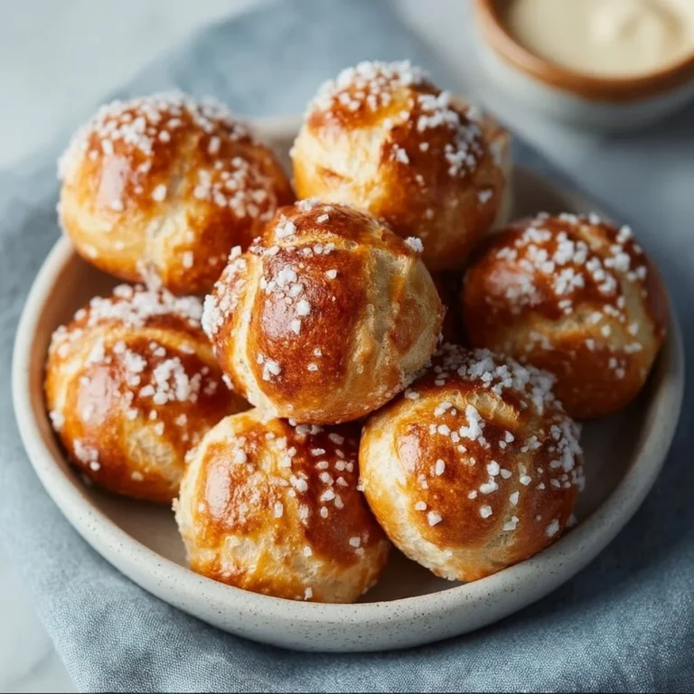 Homemade pretzel bites served with cheese dipping sauce