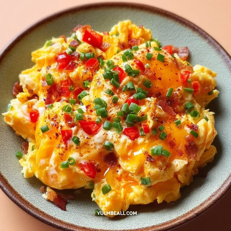 Fluffy air fryer egg scramble served on a plate for a delicious breakfast