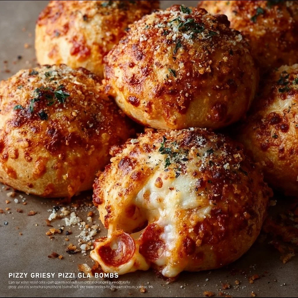 Spicy cheesy garlic pizza bombs ready to enjoy
