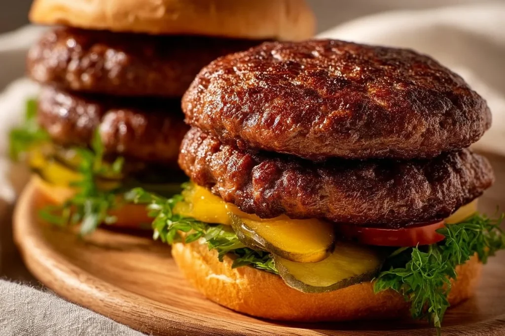 Juicy air fryer hamburger patties cooked to perfection in the air fryer
