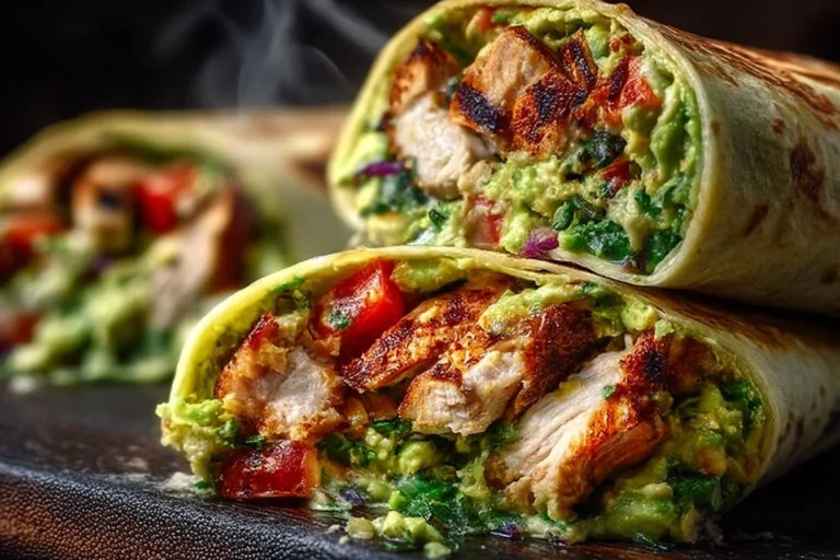 Zesty avocado chicken wraps filled with fresh ingredients and vibrant colors