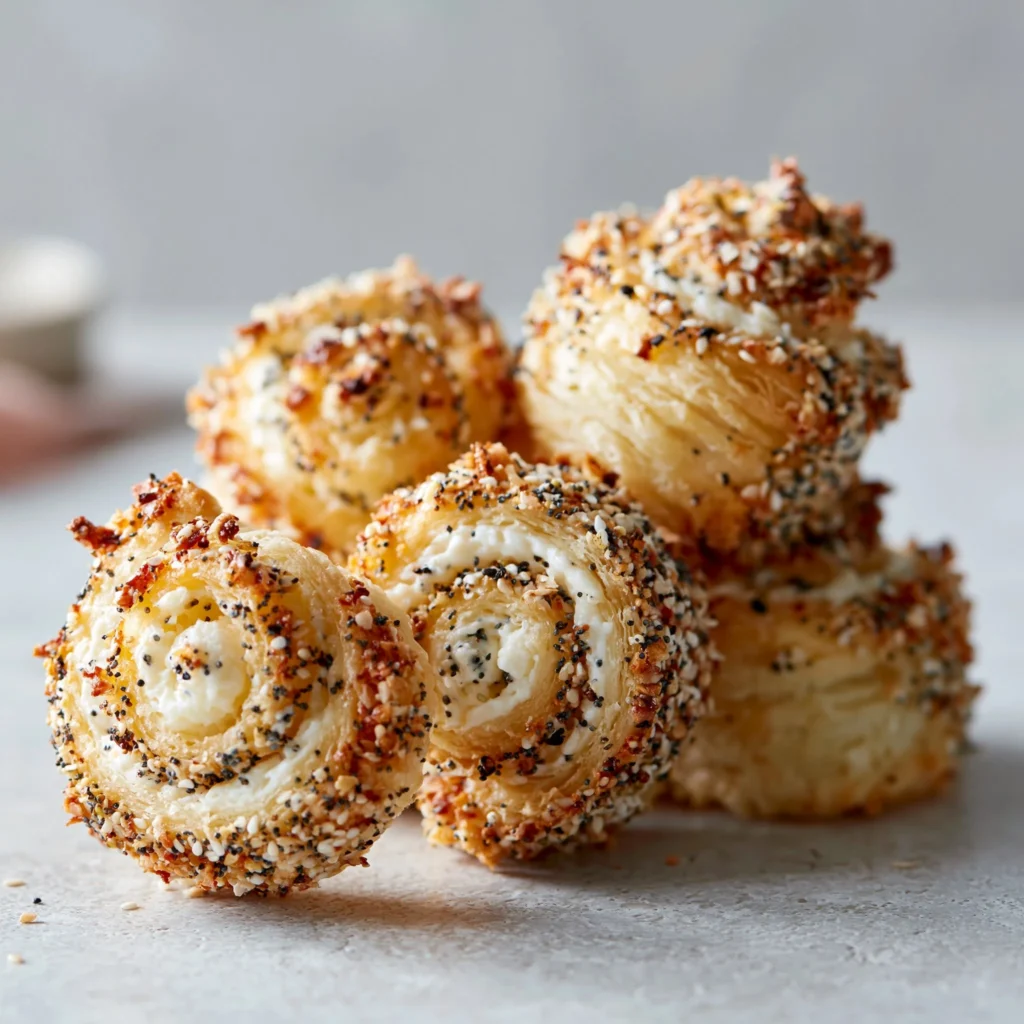 Air fryer cream cheese everything spirals ready to serve.