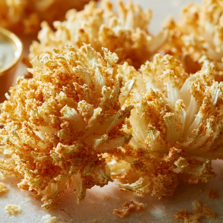 Air fryer crispy mini blooming onions served on a plate