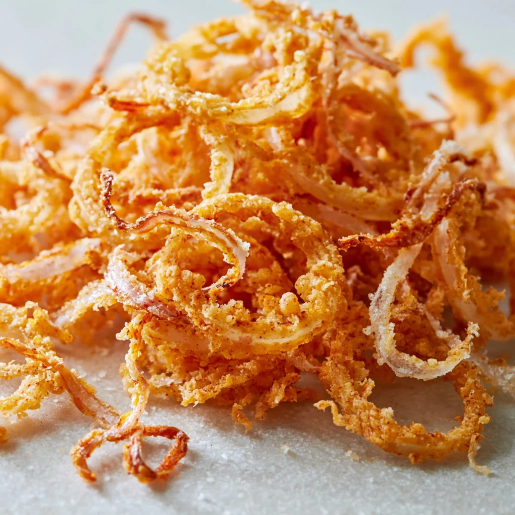 Bowl of Air Fryer Crispy Onions ready to add flavor and crunch to any dish