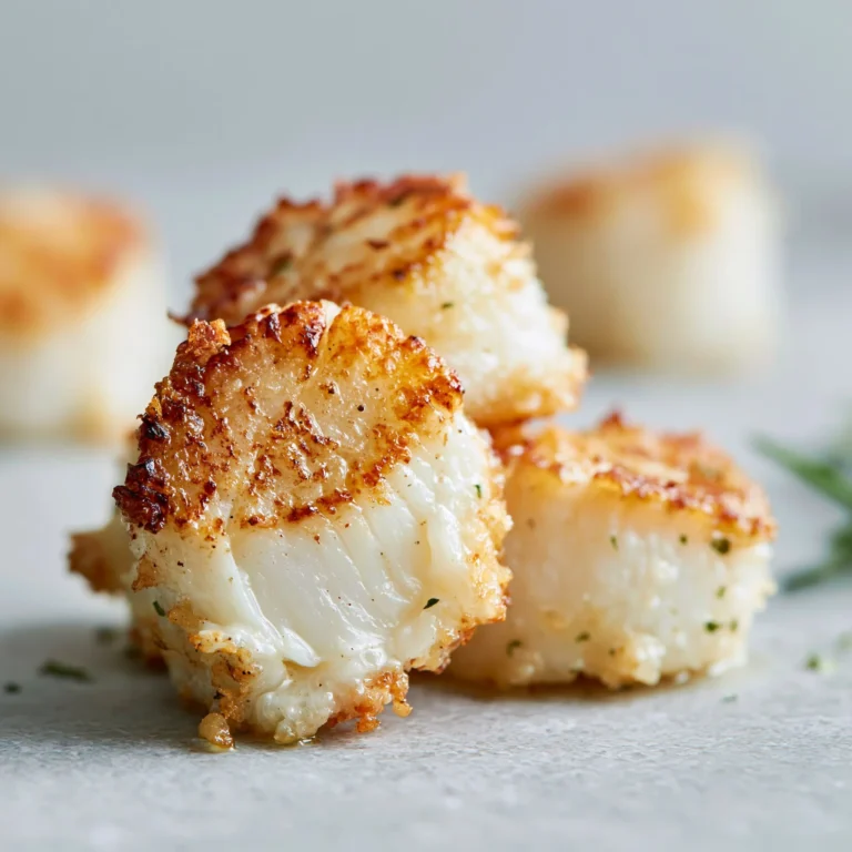 Deliciously cooked air fryer scallops garnished with herbs and lemon.
