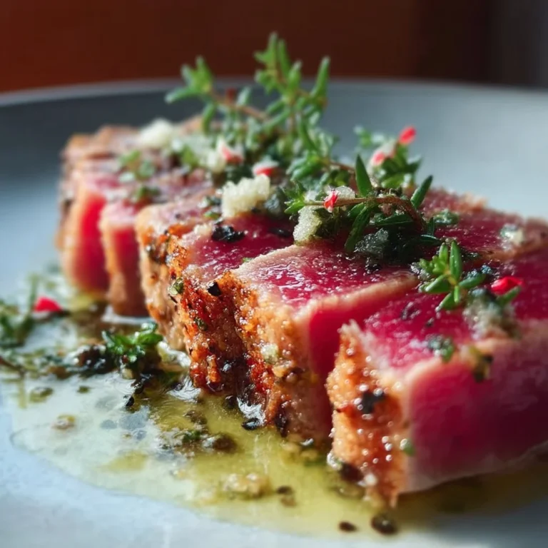 Perfectly seared tuna steak ready to serve in 13 minutes.