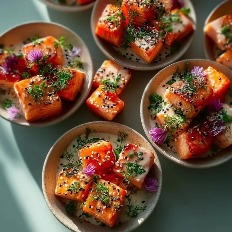 Delicious Bang Bang Salmon Bites served in a vibrant bowl.