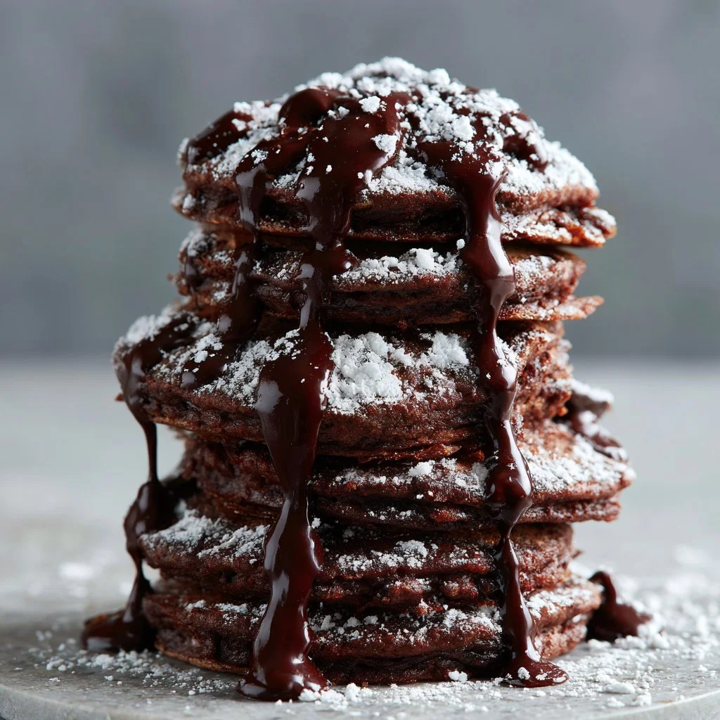 Chocolate Pancakes with Drizzle